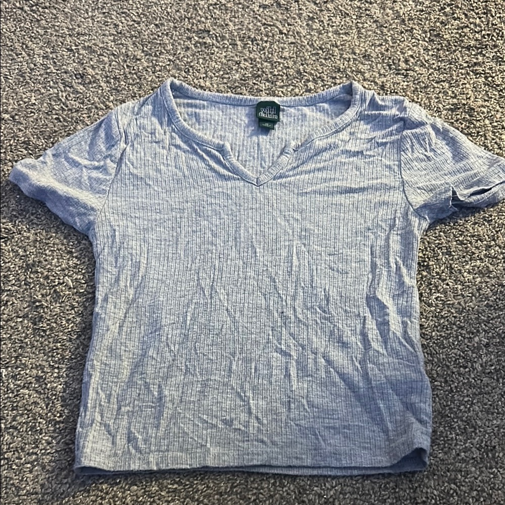 Wild Fable Gray Fitted Short Sleeve T-Shirt